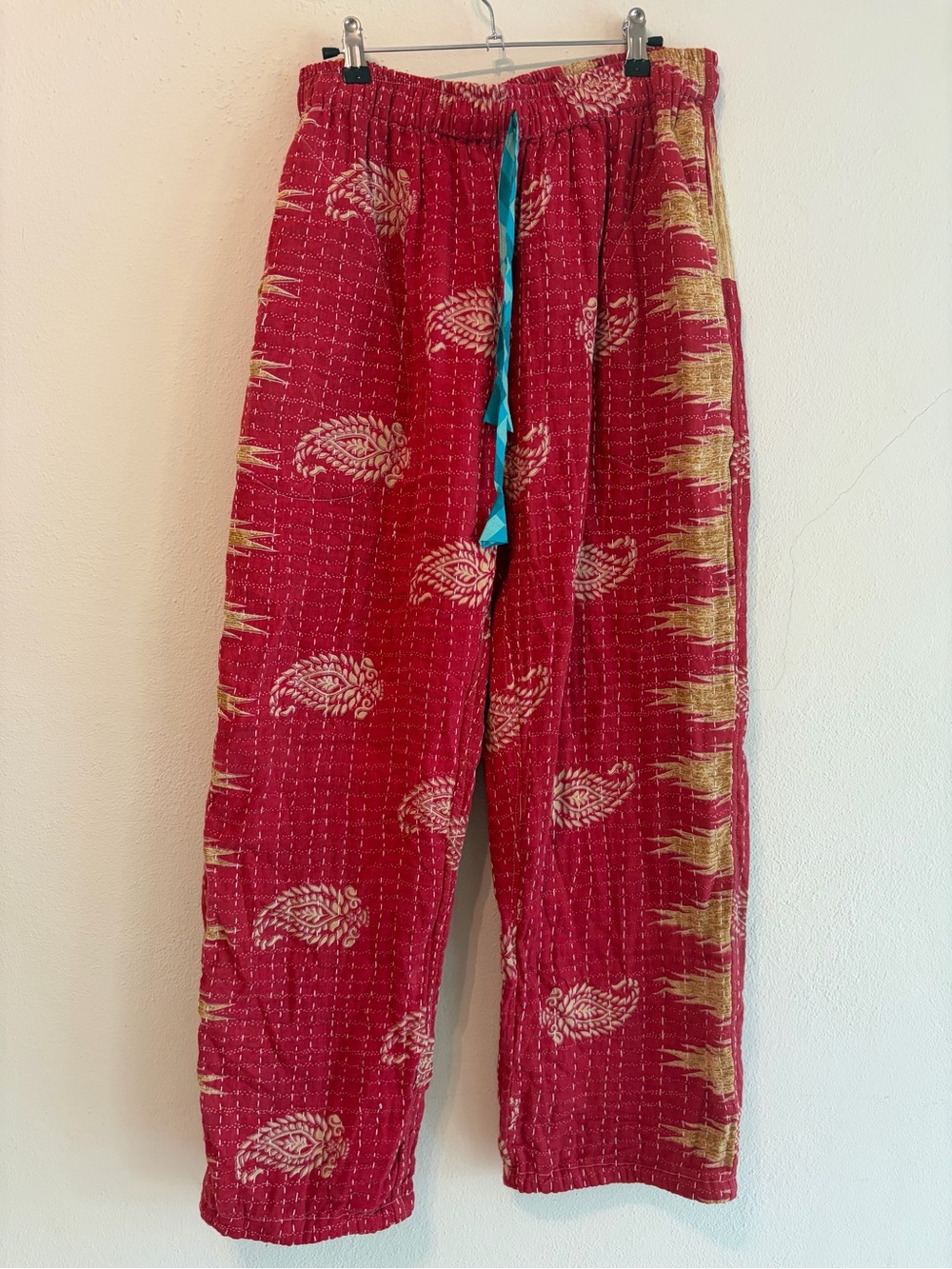 S1OAK Red Printed Drawstring Joggers with Teal Tie
